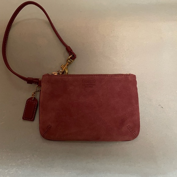 Coach Handbags - NWOT Coach Plum Suede Wristlet Pouch